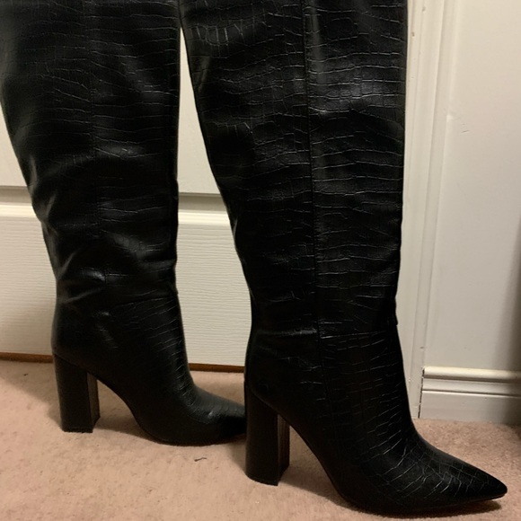 NEW BLACK KNEE HIGH BOOTS - Picture 7 of 13
